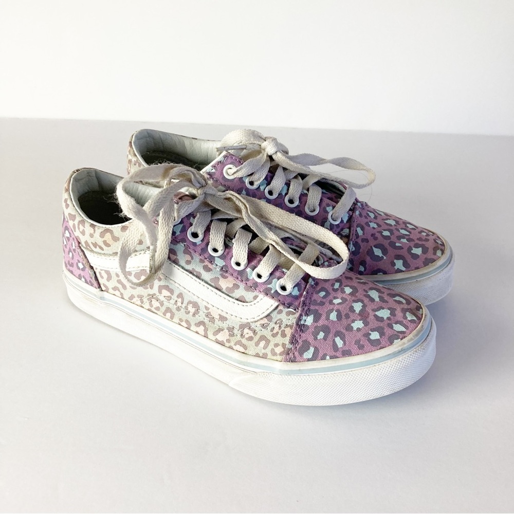 Vans Leopard Cheetah Print Low Top Sneaker Shoes Lavender Little Girls Size 3